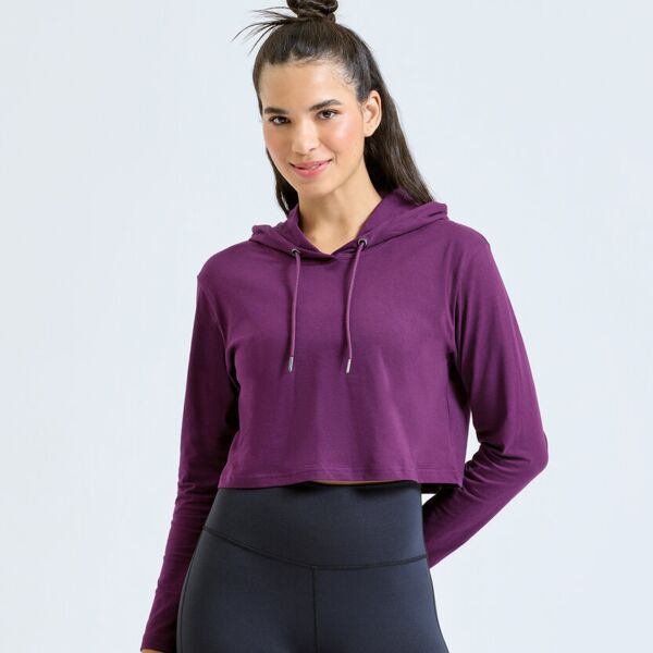 Women's TriDri® cropped hooded long sleeve t-shirt Thumbnail