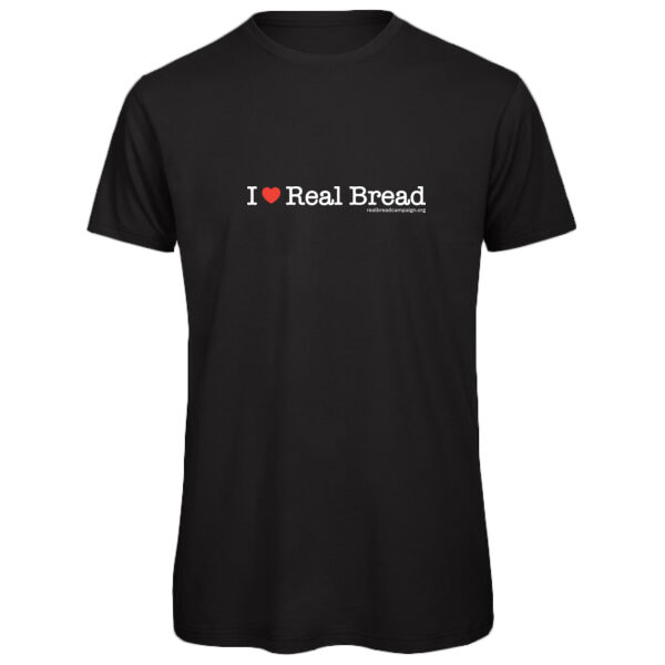 I ❤ Real Bread - Mens Black Organic T-Shirt Thumbnail