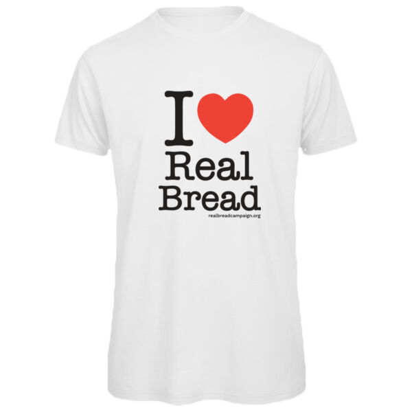 I ❤ Real Bread - Stacked Design - Mens White Organic T-Shirt Thumbnail
