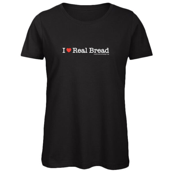 I ❤ Real Bread - Womens Black Organic T-Shirt Thumbnail